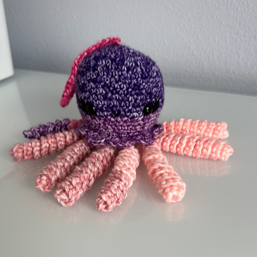 Purple and Pink Crochet Octopus